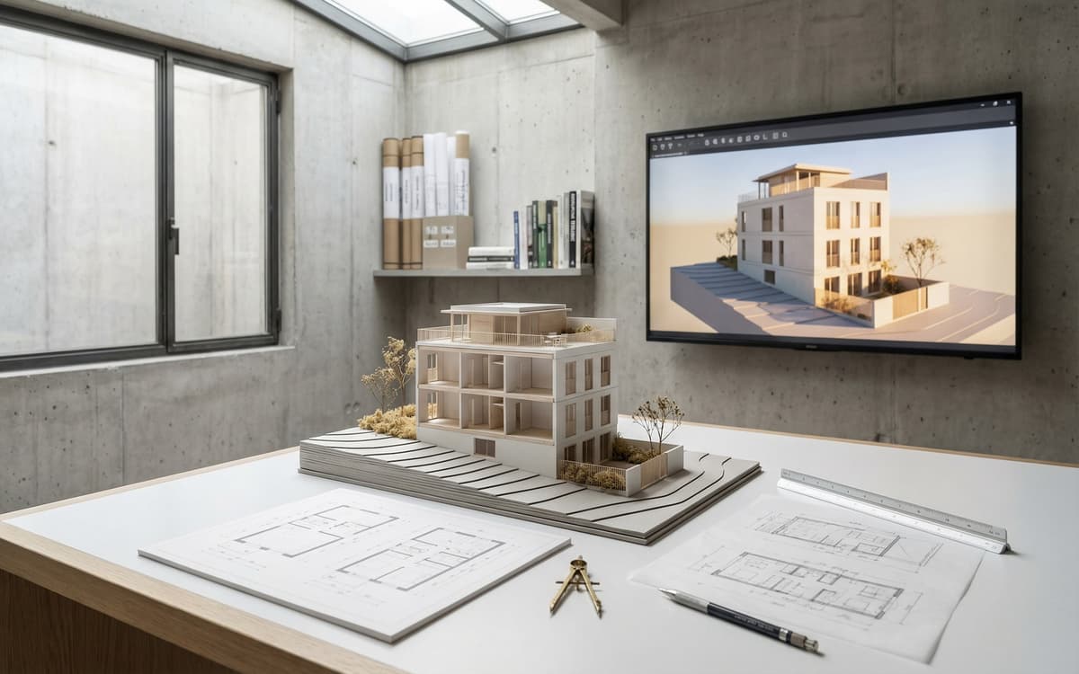Anteproyecto y maqueta de arquitecto en Gràcia