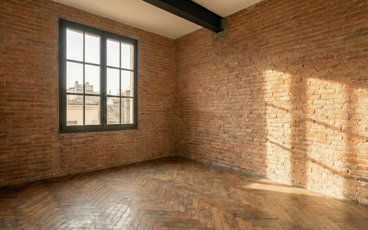 Antes: Dormitorio en altillo con estructura metálica vista