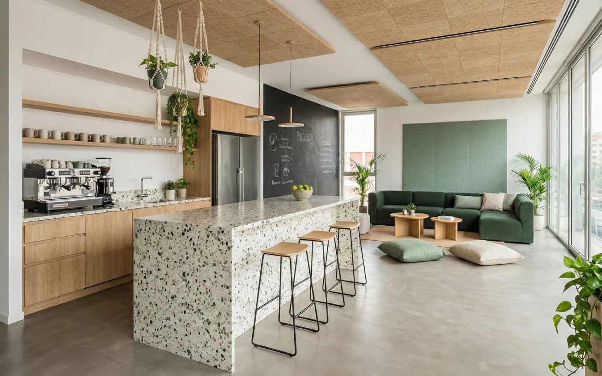 Después: Cocina social y zona de descanso de las oficinas