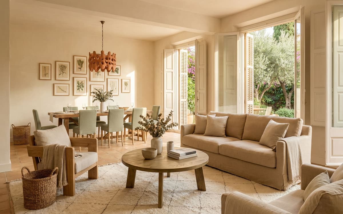 Decoración de salón mediterráneo en Sarrià, Barcelona