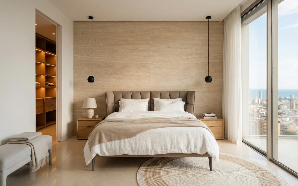 Después: Dormitorio principal con vistas a Collserola