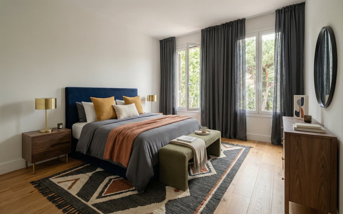 Dormitorio premium con home staging en Sarrià