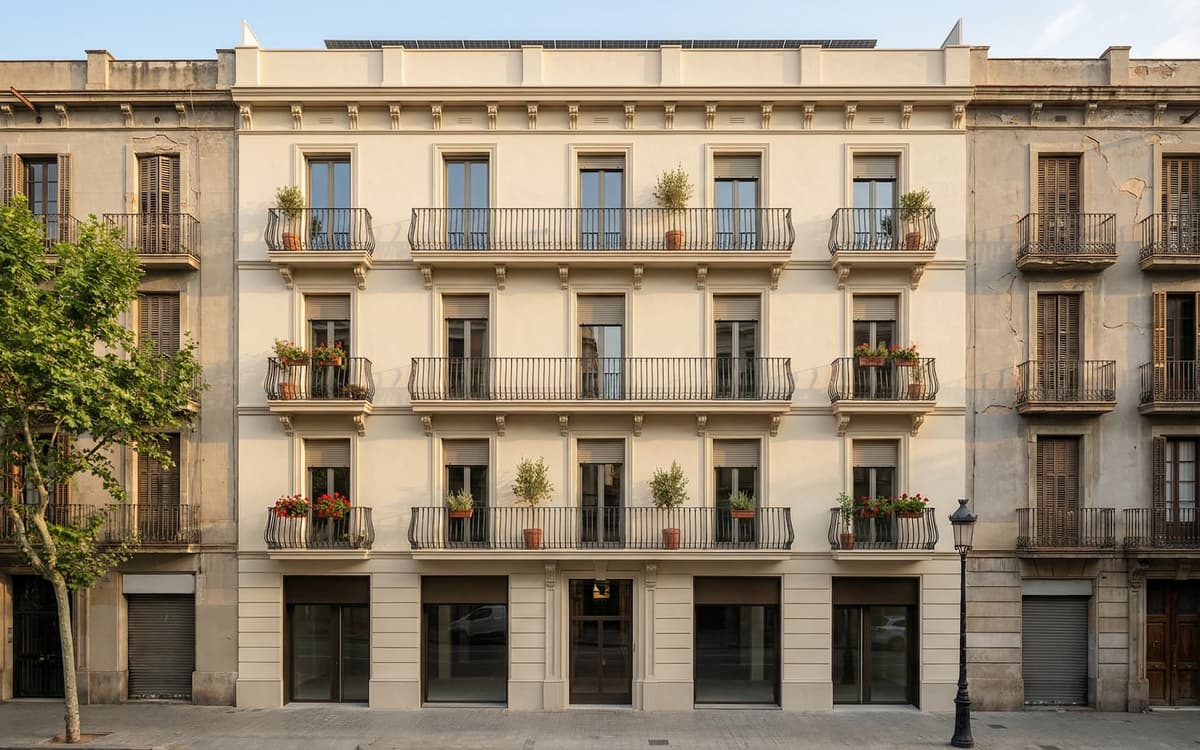 Rehabilitación energética de fachada SATE en el Eixample