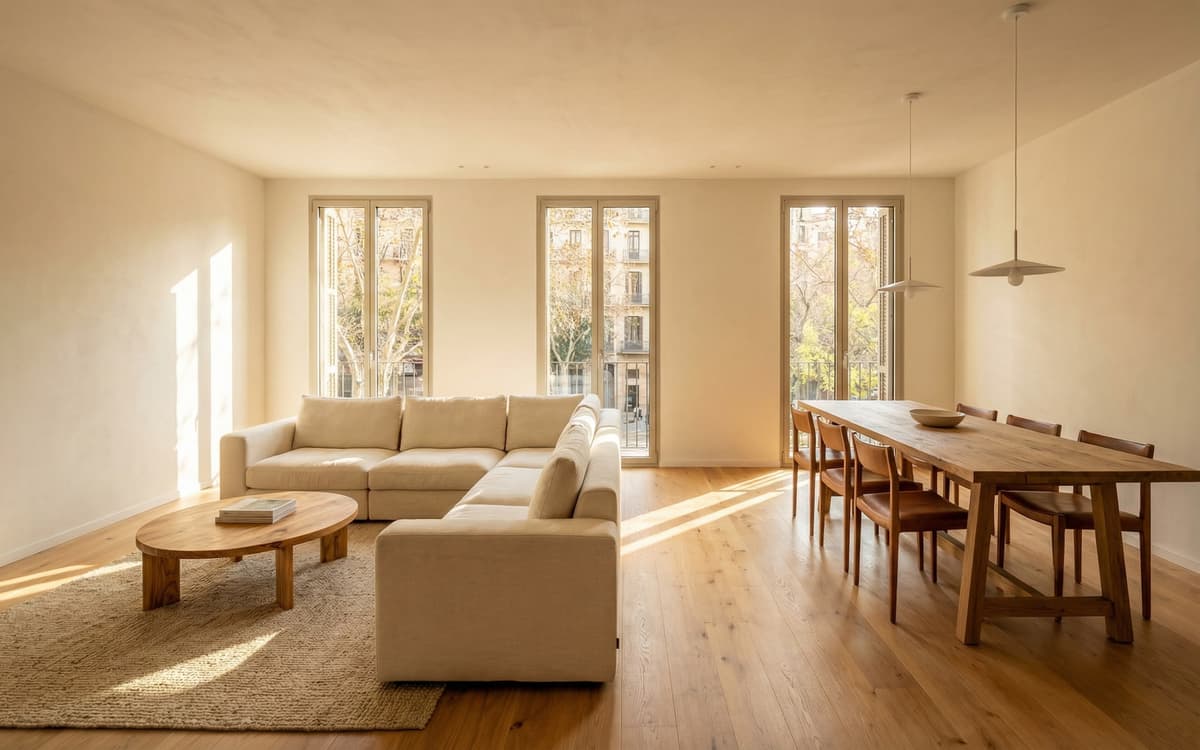 Resultado final de piso luminoso tras rehabilitación energética