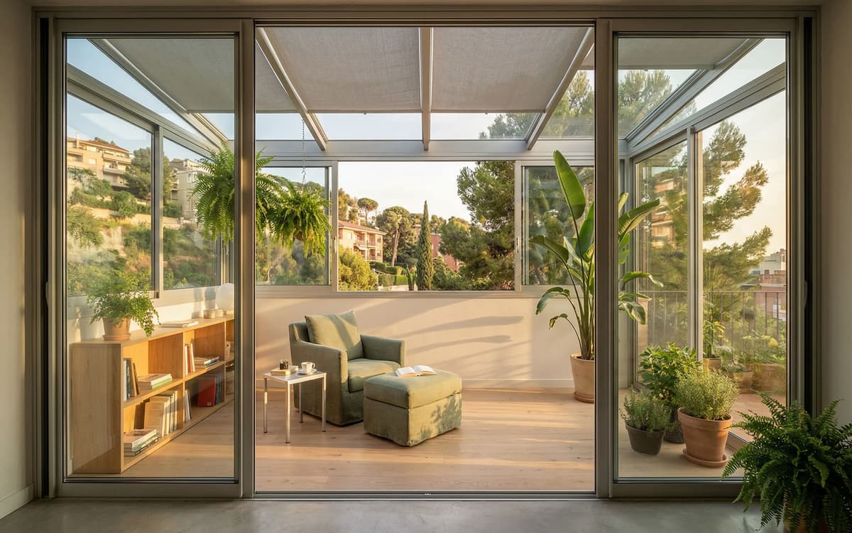 Terraza habitable con cristalera en Horta-Guinardó