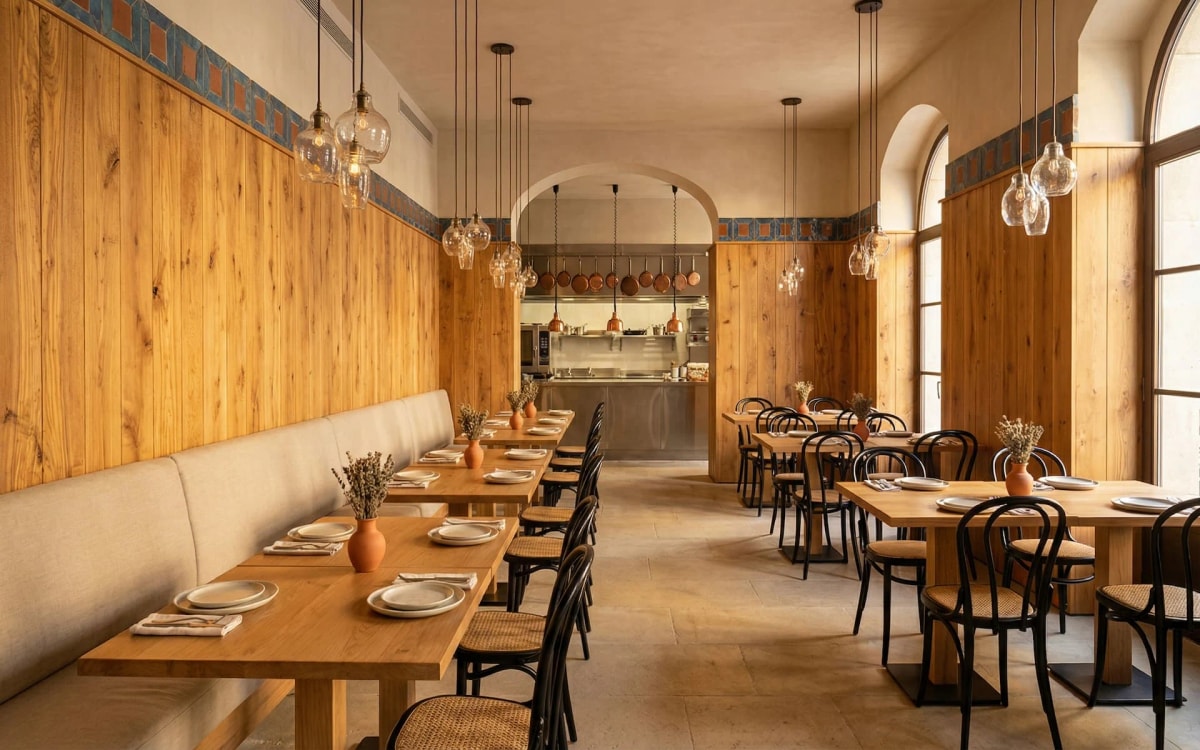 Sala principal del restaurante mediterráneo en el Born